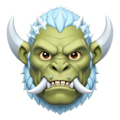 Fantasy orc emoji portrait, tusks lightly covered with ice and snow, winter predator look, strong silhouette, clean minimal emoji design, male/female variant
 sticker