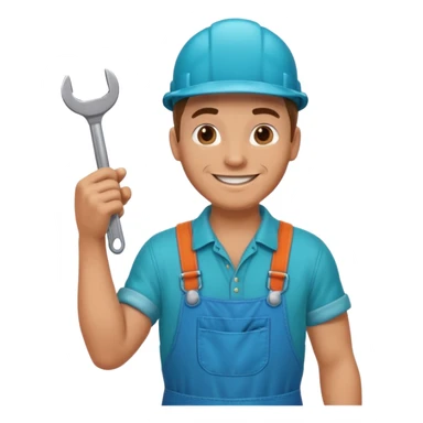 plumber with turquoise overalls, simple and clear sticker