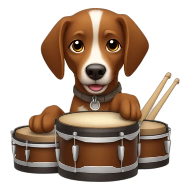Brown Dog playing a drum sticker