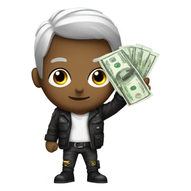 cyber punk holding cash sticker