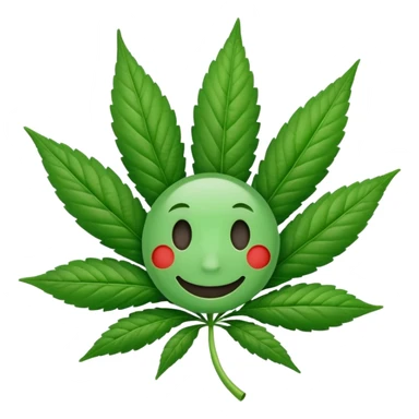 Marijuana leaf with a face and sign saying “smoke?” sticker