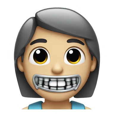 person with metal braces on teeth sticker