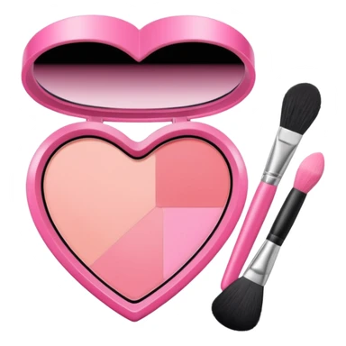 Heart shaped pink blush with makeup brush  sticker
