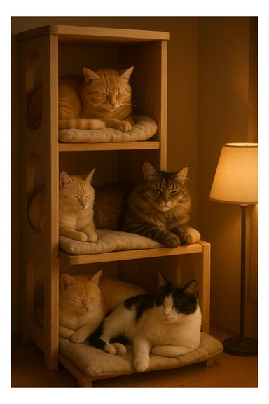 cats relaxing in a vertical playhouse sticker