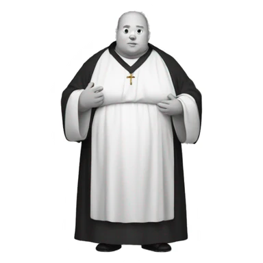 fat catholic monk in black and white robe sticker