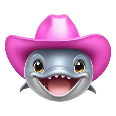 Dolphin with pink cowboy hat and silly face, frontal view sticker