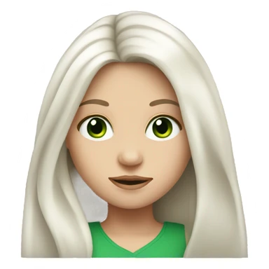 white long haired brunette girl with green eyes sticker