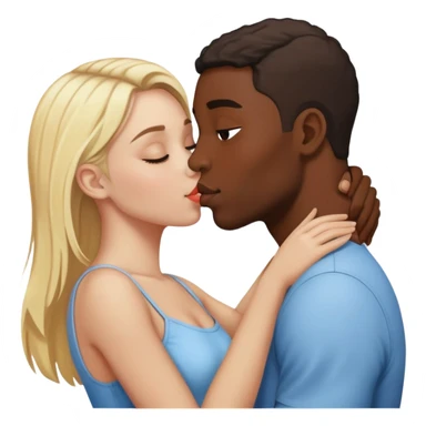 Make a black skin man kissing with blonde girl white skin  sticker