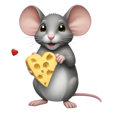 Mouse Holding  a cheese heart sticker