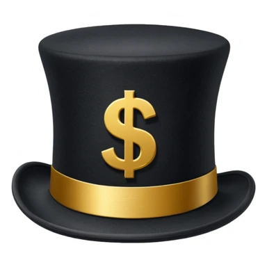 top hat with "$" print sticker