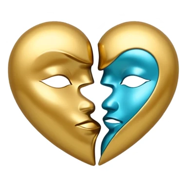 Gold and cyan heart kiss sticker