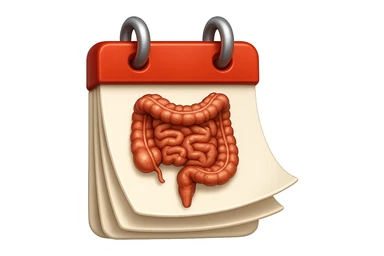 emoji stile iphone di un calendario con fogli che volano insieme, sui fogli ci sono disegnati degli intestini anatomici, iperrealistico 4k, isolato su sfondo bianco sticker