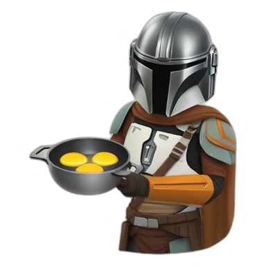 Mando, The mandalorian frying some eggs in a pan sticker