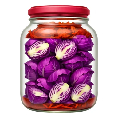 transparent jar filled with red kimchi cabbage pieces sticker
