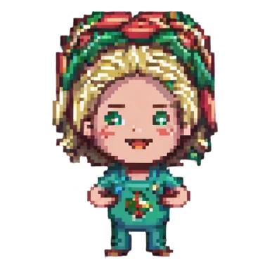 Peppino Spaghetti from the indie game Pizza Tower, pixel art style, energetic pose, expressive face, simple background sticker