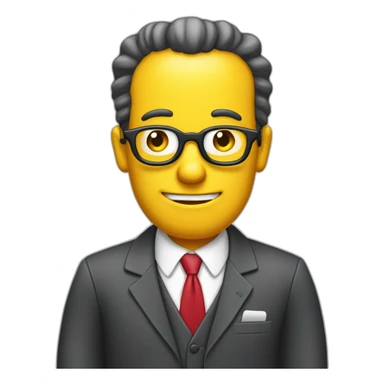 Hombre con traje y corbata, con un telefono en la oreja llamando, estilo simpson sticker