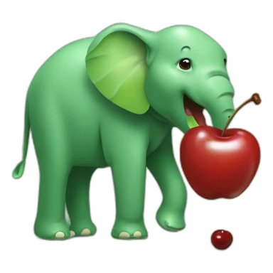 green elephant eating a cherry sticker