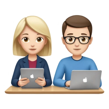 casually dressed stylish  looking husband and wife avatars reviewing their finances together  sticker