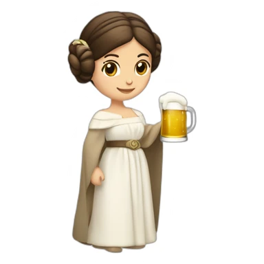 princesa leia con vestido blanco brindando con una jarra de cerveza sticker