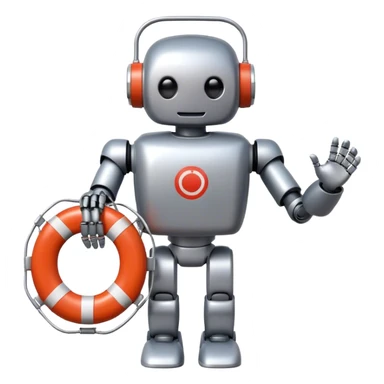 robot with lifebuoy in handf sticker
