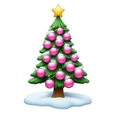 christmas tree with snow pink ornaments sticker
