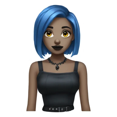 Goth girl short blue hair sticker
