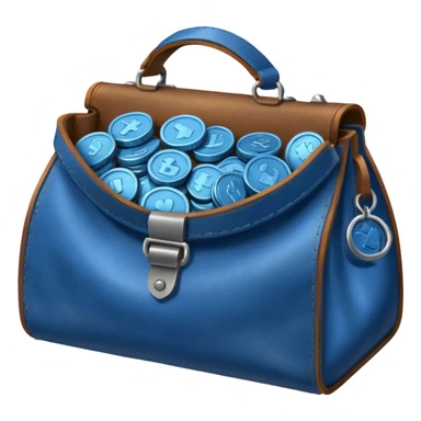 blue coins inside a brown bag  sticker