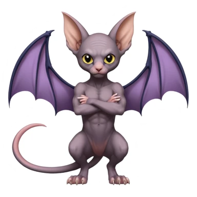 Swoobat-Noibat-Sphynx-Lykoi-fusion, full body sticker