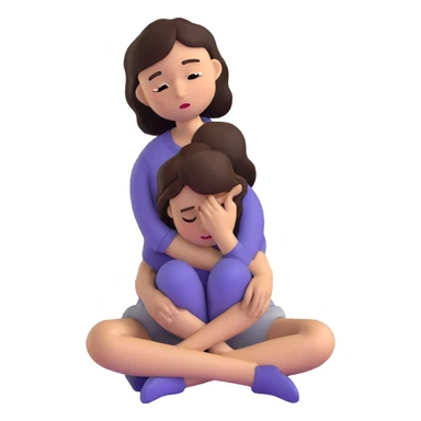 woman sitting on floor hugging her knees while crying sticker