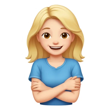 girl crossing her arms laughing  sticker