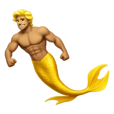 Tan muscular merman with yellow tail sticker