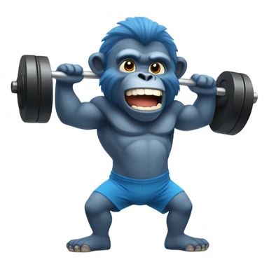 Blue gorilla lifting weights nice and happy  sticker