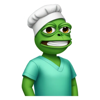 Cartoon Pepe wearing surgeon clothes sticker