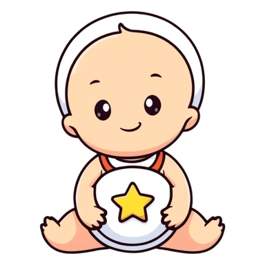 adorable baby with star-shaped accessories sticker