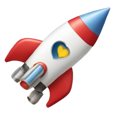 a heart shape rocket  sticker