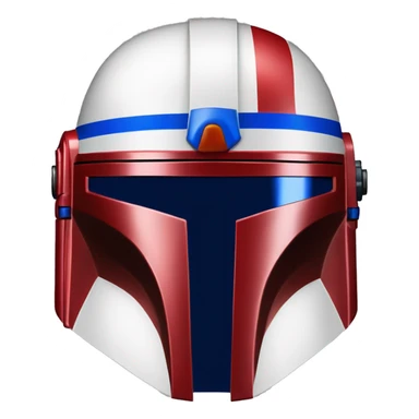 Red white and blue mandalorian helmet sticker