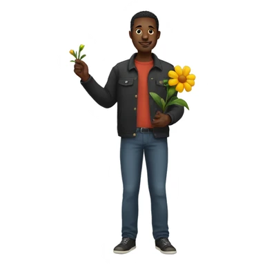 black man with a flower in his hand sticker