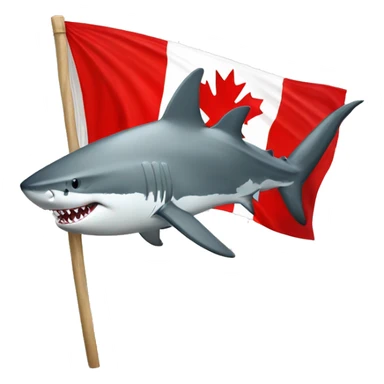 great white shark holding a canadian flag  sticker