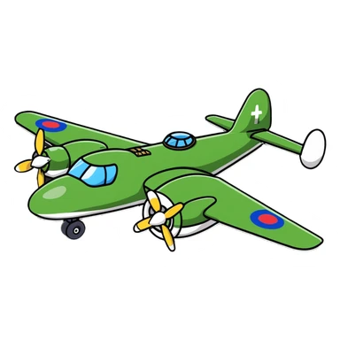 Fantasy aircraft with WWII bomber body, four propeller engines, and crocodile head and scales sticker
