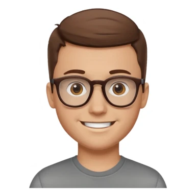 white boy high and tight brown hair with brown glasses sticker