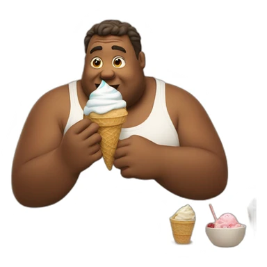 Fat guy eating ice cream sticker