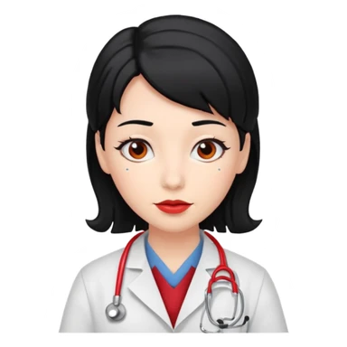 doctor with black hair and red hairclips  sticker
