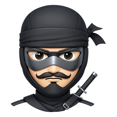 black ninja mercenary android with mustache and eye-patch sticker