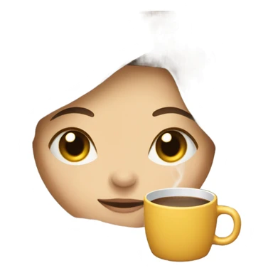 girl inside a blanket sipping coffee eyes closed, brunette with fair skin sticker