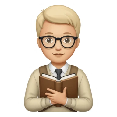 Nerd man wearing glasses with the book and computer sticker