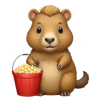 cabyparra with bucket of popcorn sticker
