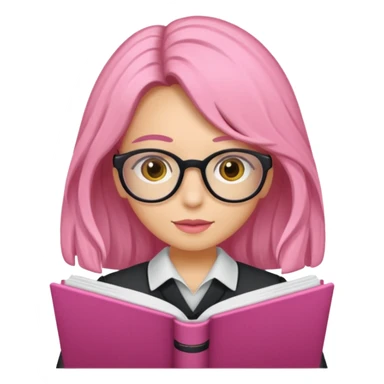 Estudante de cor parda,com o cabelo cacheado na cor loiro escuro , e de óculos segurando um caderno rosa sticker