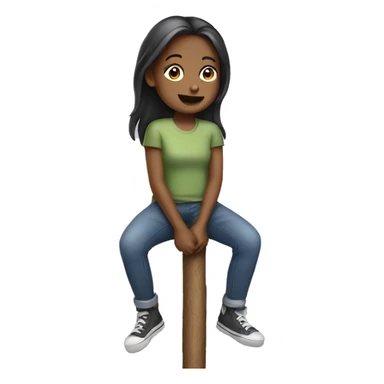 Girl sitting on stick sticker