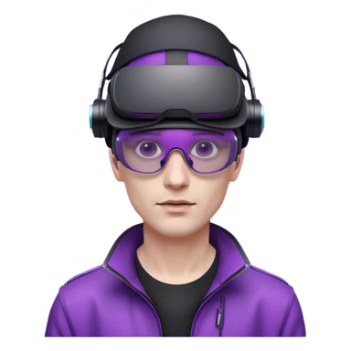 Cyberpunk man fappy head 3d puruple cyber VR -glasses only face sticker