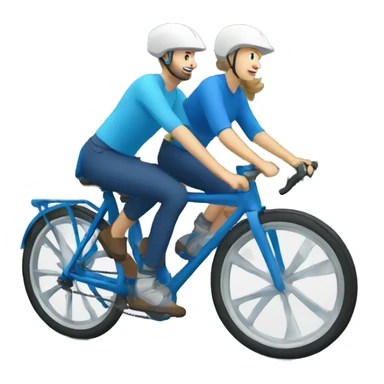 white people tandem riding bike with blue helmets and blue shirts sticker
